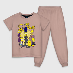 Пижама хлопковая детская Семейка Симпсонов - horror, цвет: пыльно-розовый