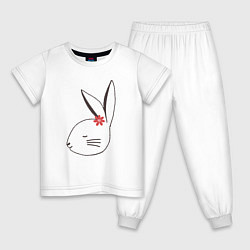 Пижама хлопковая детская Милая крольчиха, цвет: белый