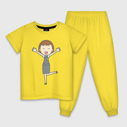 Пижама хлопковая детская Офисная леди в восторге, цвет: желтый