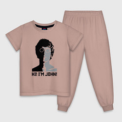 Пижама хлопковая детская Джон Леннон - портрет, цвет: пыльно-розовый