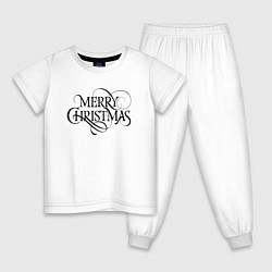 Пижама хлопковая детская Merry Christmas happy, цвет: белый