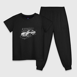 Пижама хлопковая детская Тойота Супра арт, цвет: черный