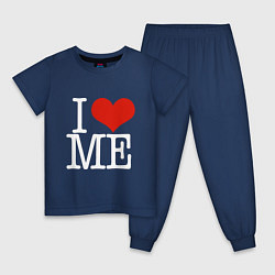Пижама хлопковая детская I love me, цвет: тёмно-синий