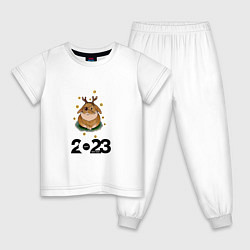 Пижама хлопковая детская Кролик с рогами 2023, цвет: белый