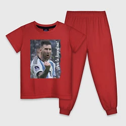 Пижама хлопковая детская Viva la Argentina - Lionel Messi - world champion, цвет: красный