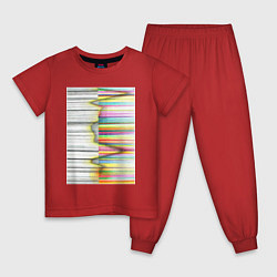 Пижама хлопковая детская Черно-белая симфония, цвет: красный