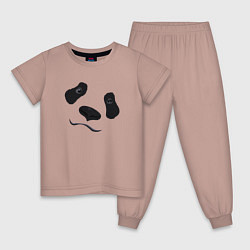 Пижама хлопковая детская Взгляд панды, цвет: пыльно-розовый