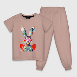Детская пижама Влюблённый акварельный заяц с сердцем