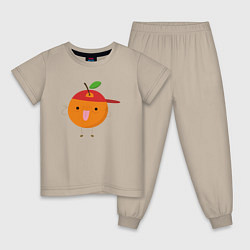 Пижама хлопковая детская Крутой персик, цвет: миндальный