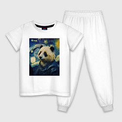 Пижама хлопковая детская Панда Ван Гога, цвет: белый