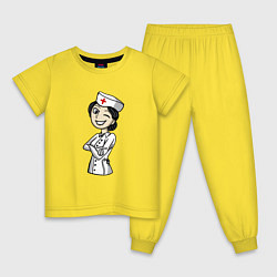 Пижама хлопковая детская Улыбка медсестры, цвет: желтый