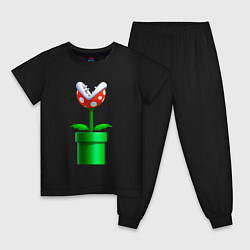 Пижама хлопковая детская Марио Растение Пиранья, цвет: черный