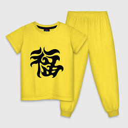 Пижама хлопковая детская Японский иероглиф - Удача, цвет: желтый