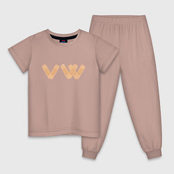 Пижама хлопковая детская Volkswagen боль, цвет: пыльно-розовый