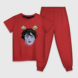 Пижама хлопковая детская Wednesday зомби art, цвет: красный