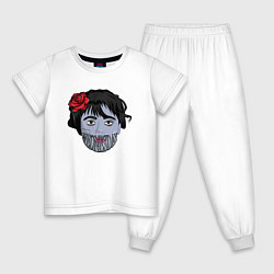 Пижама хлопковая детская Уэнсдэй зомби арт, цвет: белый