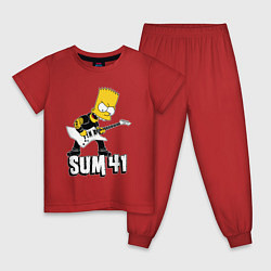 Пижама хлопковая детская Sum41 Барт Симпсон рокер, цвет: красный