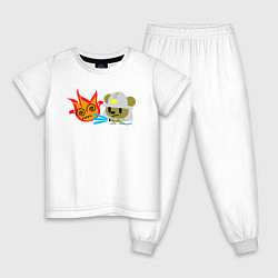 Пижама хлопковая детская Мышонок пожарный, цвет: белый