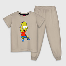 Пижама хлопковая детская Барт прыгает, цвет: миндальный
