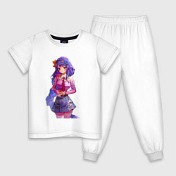 Пижама хлопковая детская Шогун Райден школьница, цвет: белый
