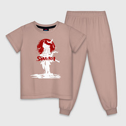Пижама хлопковая детская Белый самурай и красное солнце, цвет: пыльно-розовый