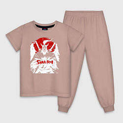 Пижама хлопковая детская Белый самурай в доспехах, цвет: пыльно-розовый