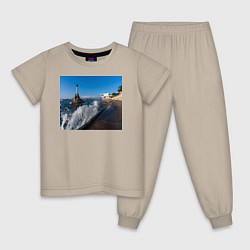 Пижама хлопковая детская Севастополь, цвет: миндальный