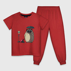 Пижама хлопковая детская Тоторо мопс, цвет: красный