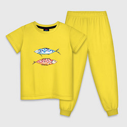 Пижама хлопковая детская Две пятнистые рыбы, цвет: желтый