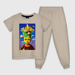 Пижама хлопковая детская Bart Simpson - neural network - fantasy - art, цвет: миндальный