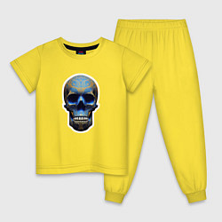 Пижама хлопковая детская Синий череп, цвет: желтый