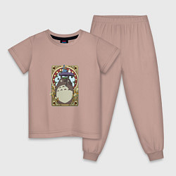 Пижама хлопковая детская Totoro card, цвет: пыльно-розовый