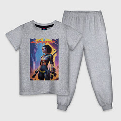 Пижама хлопковая детская Cyberpunk 2077 - character - neural network, цвет: меланж