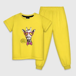 Пижама хлопковая детская Hipster giraffe, цвет: желтый