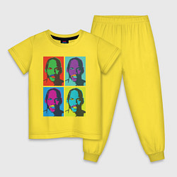 Пижама хлопковая детская Майкл Джордан в стиле Уорхола 2на2, цвет: желтый
