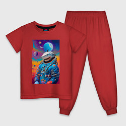 Пижама хлопковая детская Shark in spacesuit - neural network, цвет: красный