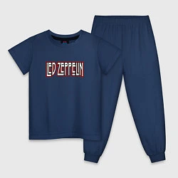 Пижама хлопковая детская Led Zeppelin логотип, цвет: тёмно-синий