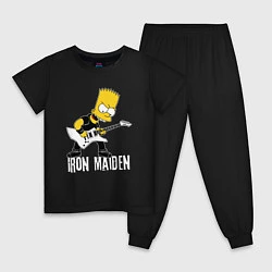 Пижама хлопковая детская Iron Maiden Барт Симпсон рокер, цвет: черный