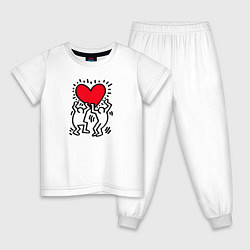 Пижама хлопковая детская Big heart, цвет: белый