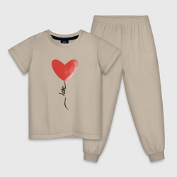 Пижама хлопковая детская Шарик сердечком, цвет: миндальный