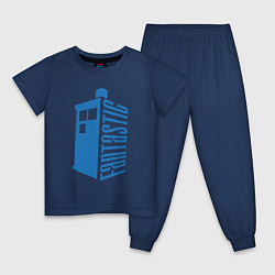 Пижама хлопковая детская Fantastic tardis, цвет: тёмно-синий