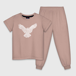 Пижама хлопковая детская Белая сова, цвет: пыльно-розовый