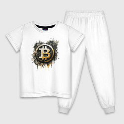 Пижама хлопковая детская Bitcoin BTC, цвет: белый