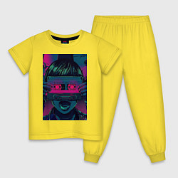 Пижама хлопковая детская Музыкальная девушка, цвет: желтый