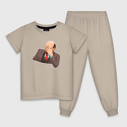 Пижама хлопковая детская Ленин фэйспалмит, цвет: миндальный