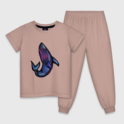Пижама хлопковая детская Злая акула, цвет: пыльно-розовый