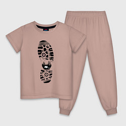Пижама хлопковая детская Туристический ботинок, цвет: пыльно-розовый