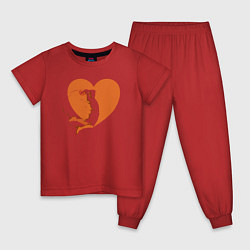 Пижама хлопковая детская Love slam dunk, цвет: красный