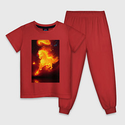 Пижама хлопковая детская Скачущий огненный конь, цвет: красный