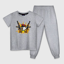 Пижама хлопковая детская Взрывной цыпленок, цвет: меланж